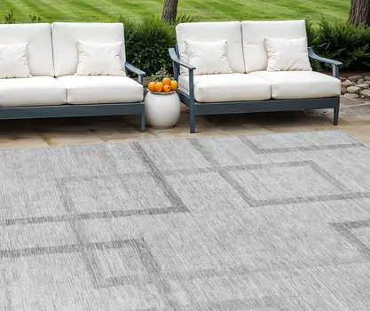 9' X 12' Gray Charcoal And Silver Geometric Washable Indoor Outdoor Area Rug
