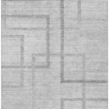 9' X 12' Gray Charcoal And Silver Geometric Washable Indoor Outdoor Area Rug