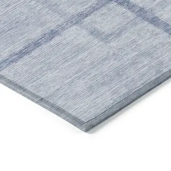 3' X 5' Sky Blue And Denim Blue Geometric Washable Indoor Outdoor Area Rug
