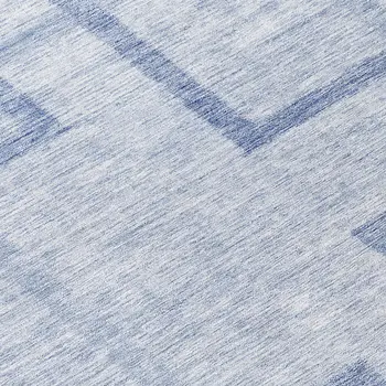 8' Sky Blue And Denim Blue Round Geometric Washable Indoor Outdoor Area Rug