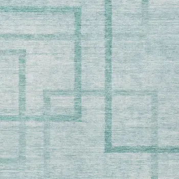 8' X 10' Teal Blue And Aqua Geometric Washable Indoor Outdoor Area Rug