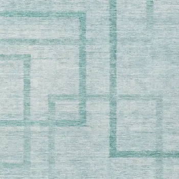 9' X 12' Teal Blue And Aqua Geometric Washable Indoor Outdoor Area Rug