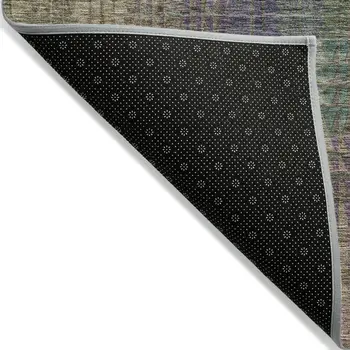 10' X 14' Plum Olive Green And Lavender Abstract Washable Indoor Outdoor Area Rug
