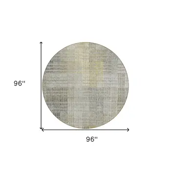8' Taupe Beige And Brown Round Abstract Washable Indoor Outdoor Area Rug