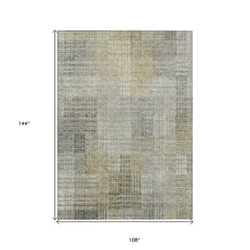 9' X 12' Taupe Beige And Brown Abstract Washable Indoor Outdoor Area Rug