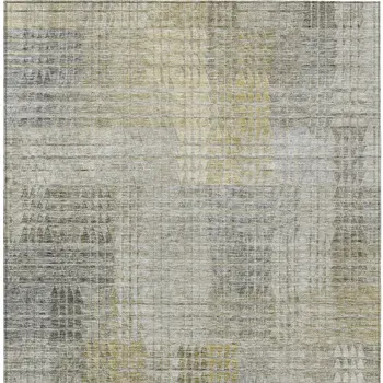 10' X 14' Taupe Beige And Brown Abstract Washable Indoor Outdoor Area Rug