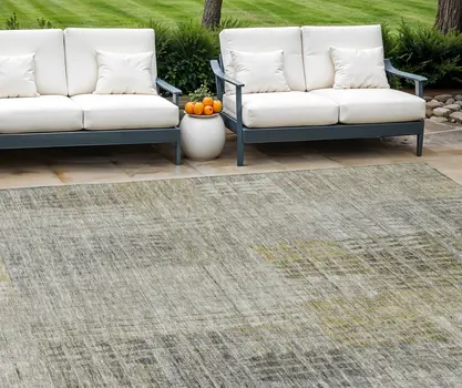 10' X 14' Taupe Beige And Brown Abstract Washable Indoor Outdoor Area Rug