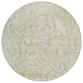8' Beige Tan And Taupe Round Abstract Washable Indoor Outdoor Area Rug
