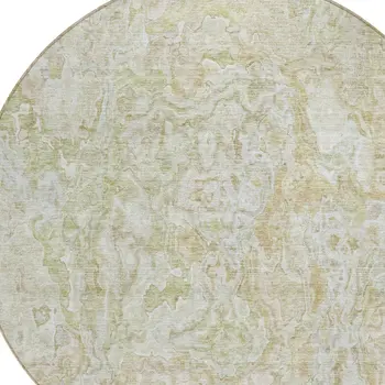 8' Beige Tan And Taupe Round Abstract Washable Indoor Outdoor Area Rug