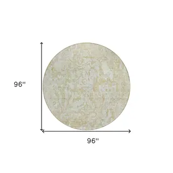 8' Beige Tan And Taupe Round Abstract Washable Indoor Outdoor Area Rug
