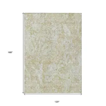 10' X 14' Beige Tan And Taupe Abstract Washable Indoor Outdoor Area Rug