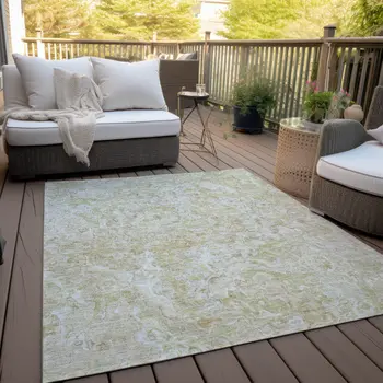 10' X 14' Beige Tan And Taupe Abstract Washable Indoor Outdoor Area Rug