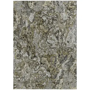 5' X 8' Brown Beige And Tan Abstract Washable Indoor Outdoor Area Rug