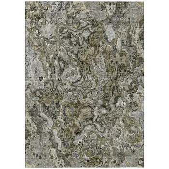 5' X 8' Brown Beige And Tan Abstract Washable Indoor Outdoor Area Rug