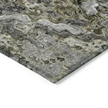 8' X 10' Brown Beige And Tan Abstract Washable Indoor Outdoor Area Rug