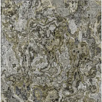 8' X 10' Brown Beige And Tan Abstract Washable Indoor Outdoor Area Rug