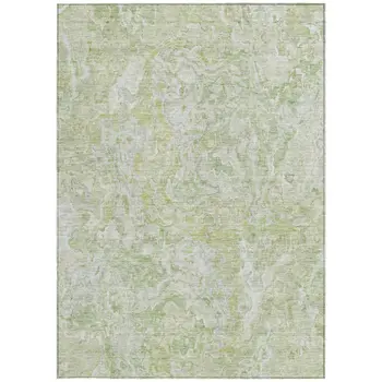 5' X 8' Artichoke Green And Fern Green Abstract Washable Indoor Outdoor Area Rug