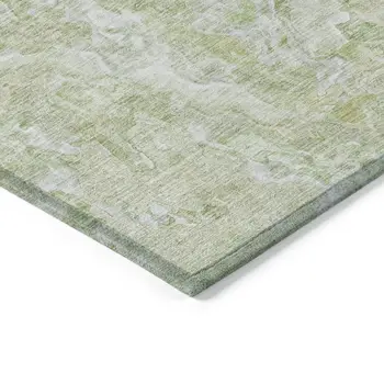 5' X 8' Artichoke Green And Fern Green Abstract Washable Indoor Outdoor Area Rug