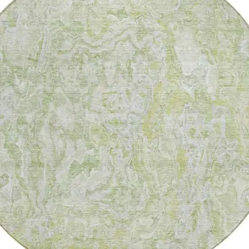 8' Artichoke Green And Fern Green Round Abstract Washable Indoor Outdoor Area Rug