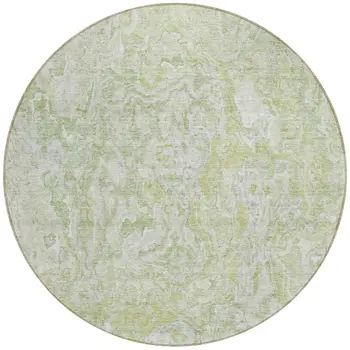 8' Artichoke Green And Fern Green Round Abstract Washable Indoor Outdoor Area Rug
