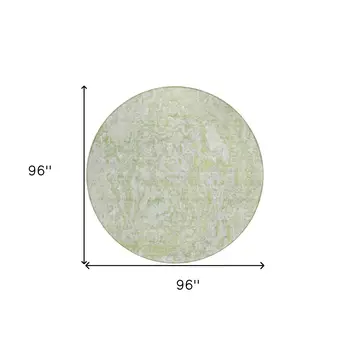 8' Artichoke Green And Fern Green Round Abstract Washable Indoor Outdoor Area Rug