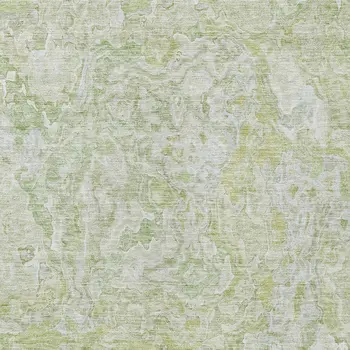 9' X 12' Artichoke Green And Fern Green Abstract Washable Indoor Outdoor Area Rug