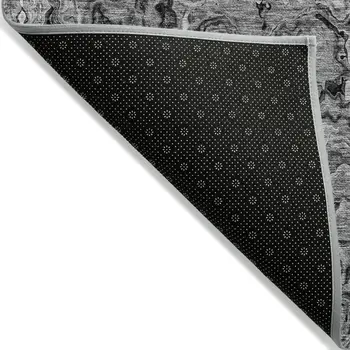 8' X 10' Gray Charcoal And Silver Abstract Washable Indoor Outdoor Area Rug