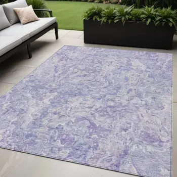 5' X 8' Plum Purple And Lavender Abstract Washable Indoor Outdoor Area Rug