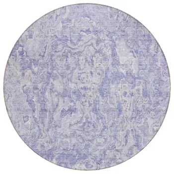 8' Plum Purple And Lavender Round Abstract Washable Indoor Outdoor Area Rug