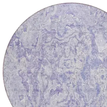 8' Plum Purple And Lavender Round Abstract Washable Indoor Outdoor Area Rug