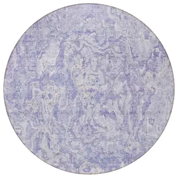 8' Plum Purple And Lavender Round Abstract Washable Indoor Outdoor Area Rug