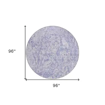 8' Plum Purple And Lavender Round Abstract Washable Indoor Outdoor Area Rug