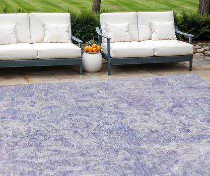 8' X 10' Plum Purple And Lavender Abstract Washable Indoor Outdoor Area Rug