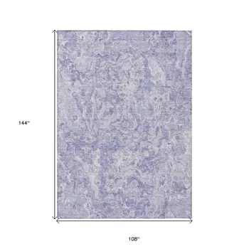 9' X 12' Plum Purple And Lavender Abstract Washable Indoor Outdoor Area Rug