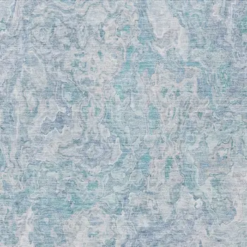 3' X 5' Sky Blue And Denim Blue Abstract Washable Indoor Outdoor Area Rug