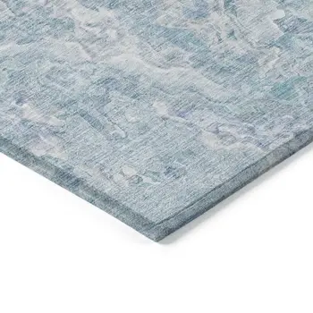8' X 10' Sky Blue And Denim Blue Abstract Washable Indoor Outdoor Area Rug