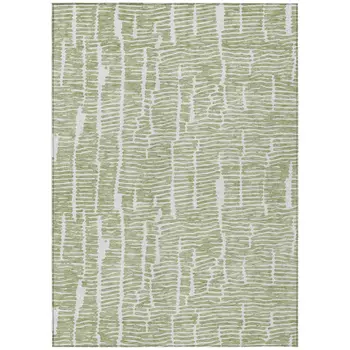 3' X 5' Artichoke Green And Ivory Abstract Washable Indoor Outdoor Area Rug