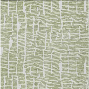 3' X 5' Artichoke Green And Ivory Abstract Washable Indoor Outdoor Area Rug