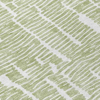 8' Artichoke Green And Ivory Round Abstract Washable Indoor Outdoor Area Rug