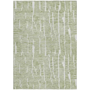 9' X 12' Artichoke Green And Ivory Abstract Washable Indoor Outdoor Area Rug