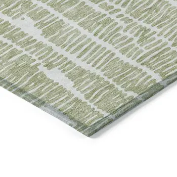 10' X 14' Artichoke Green And Ivory Abstract Washable Indoor Outdoor Area Rug