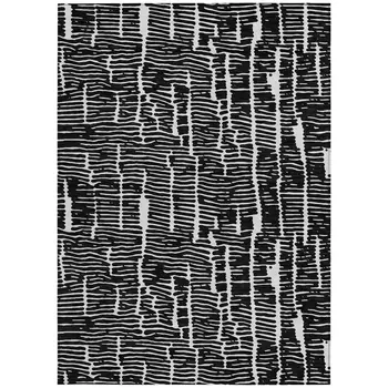 3' X 5' Black And Ivory Abstract Washable Indoor Outdoor Area Rug