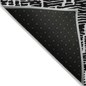 3' X 5' Black And Ivory Abstract Washable Indoor Outdoor Area Rug
