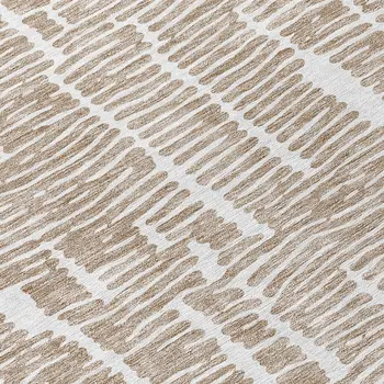 8' Brown And Ivory Round Abstract Washable Indoor Outdoor Area Rug