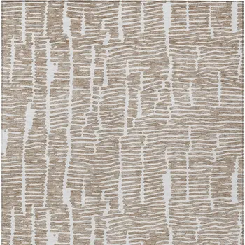 10' X 14' Brown And Ivory Abstract Washable Indoor Outdoor Area Rug