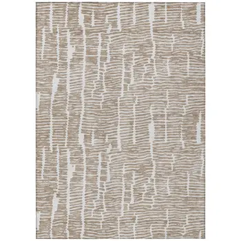 10' X 14' Brown And Ivory Abstract Washable Indoor Outdoor Area Rug
