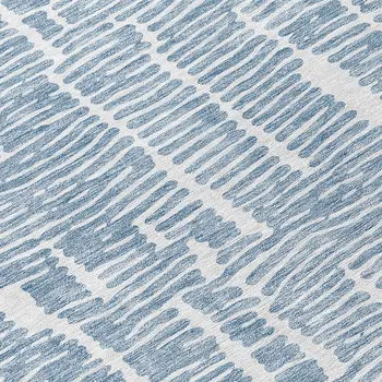 8' Blue And Ivory Round Abstract Washable Indoor Outdoor Area Rug
