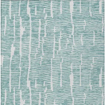 9' X 12' Teal Blue And Ivory Abstract Washable Indoor Outdoor Area Rug
