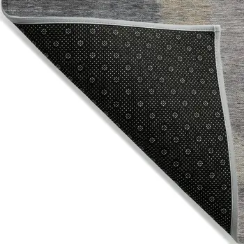 10' X 14' Gray Charcoal And Beige Abstract Washable Indoor Outdoor Area Rug