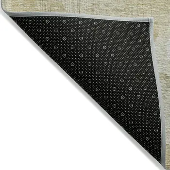 3' X 5' Beige Tan And Ivory Floral Washable Indoor Outdoor Area Rug